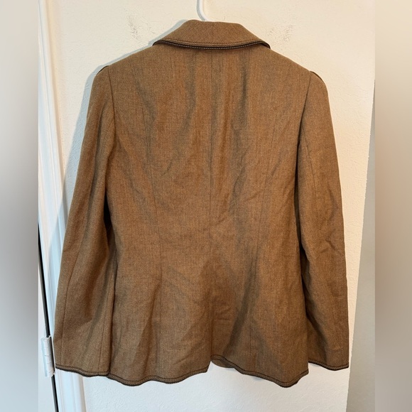Rena Lange Tan Virgin Wool Cammello Blazer Jacket Womens Size 8 - Picture 7 of 7